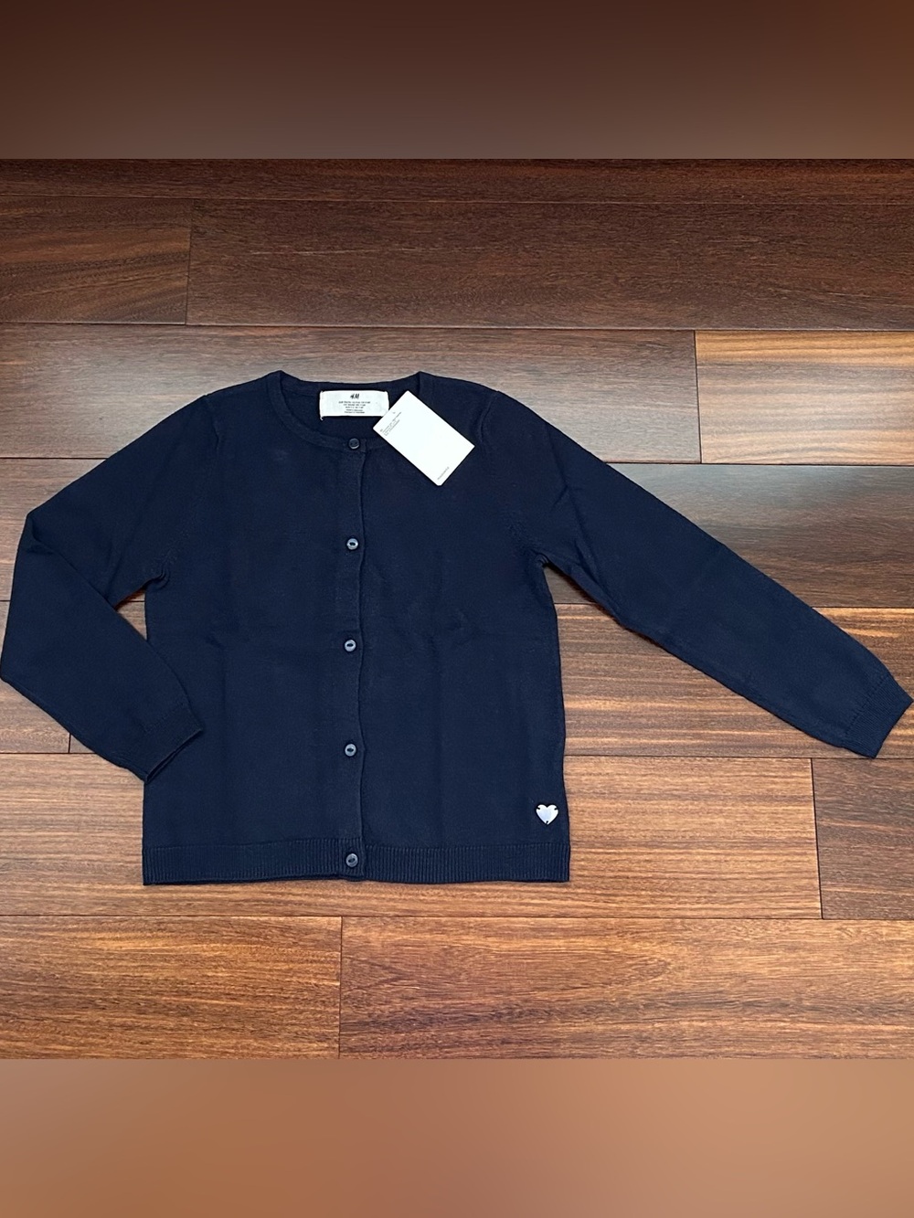 H&M Girls Navy Blue Cardigan with Heart Detail